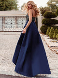 Women's Sexy Backless Sparkly Prom Dresses Shiny High-Low Party Dress V Necked Gown