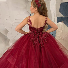 Layered Flower Girl Dresses A Line Puffy Pricess Dress Tulle Gown Kids Holiday Dresses