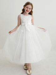 Sleeveless Flower Girl Dress Princess Dress Lace Ball Gown Birthday Party Dress