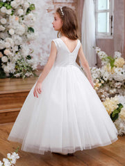 Floor Length Flower Girl Dress Sleeveless Princess Dress Lace Ball Gown