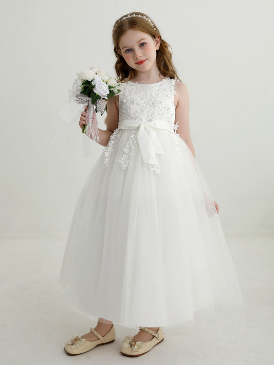 Sleeveless Flower Girl Dress Princess Dress Lace Ball Gown Birthday Party Dress