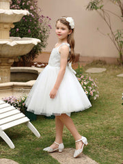 Cute Flower Girl Dress with Bow Short Tutu Dress Unique Birthday Party Slip Dress