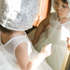 Sleeveless Flower Girl Dresses with Bonnet Lace Puffy Princess Gown Cute Girl Dresses