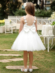 Cute Flower Girl Dress with Bow Short Tutu Dress Unique Birthday Party Slip Dress