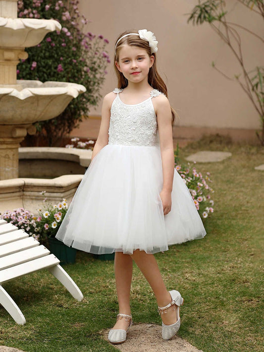 Cute Flower Girl Dress with Bow Short Tutu Dress Unique Birthday Party Slip Dress