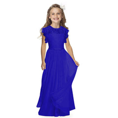 Elegant Round Neck Lace Flower Girl Dresses A Line Simple Plain Party Dress Floor Length