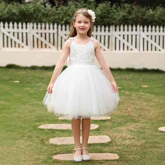 Cute Flower Girl Dress with Bow Short Tutu Dress Unique Birthday Party Slip Dress