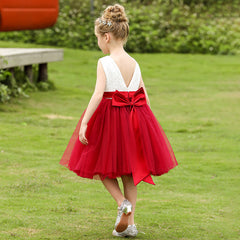 Cute Sleeveless Prince Dress with Bow Knee Length A Line Girls Birthday Party Gown