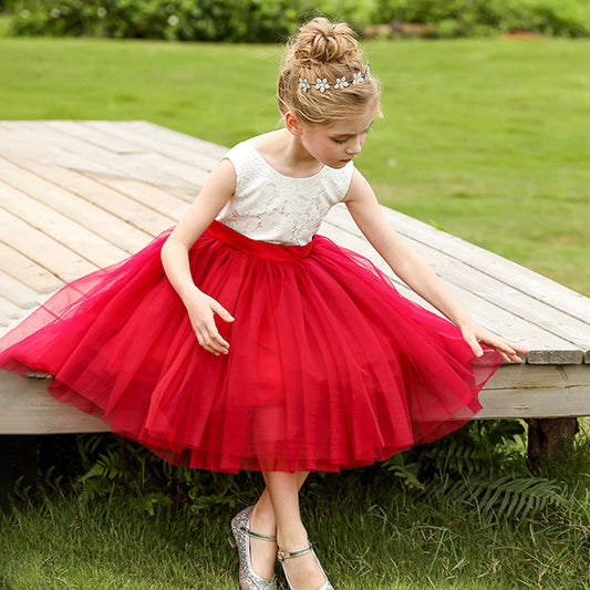 Cute Sleeveless Prince Dress with Bow Knee Length A Line Girls Birthday Party Gown