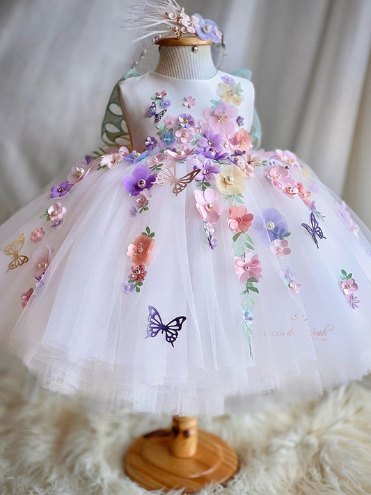 Sleeveless Pricess Dress Butterfly A Line Birthday Party Dresses Holiday Gowns