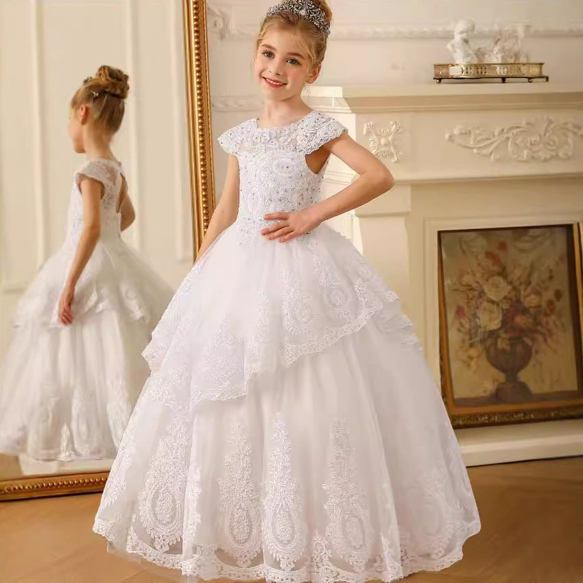 Flower Girl Dress Floor Length Lace First Holy Communion Dresses Prom Dress