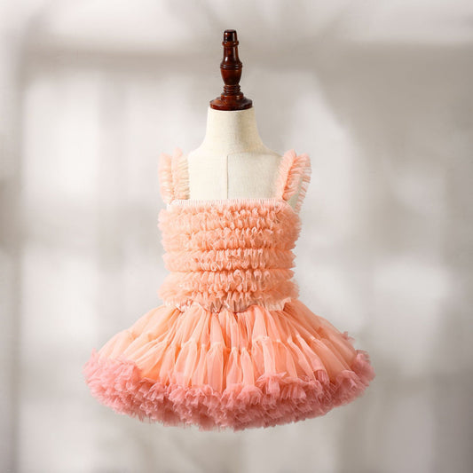 Cute Ombre Tutu Dress for Little Girl Kids Princess Dresses Birthday Party Soft Gown