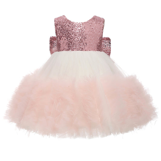 Little Girls Cute Sequins Tutu Dresses with Bow Kids Ombre Tulle Gown Princess Dress