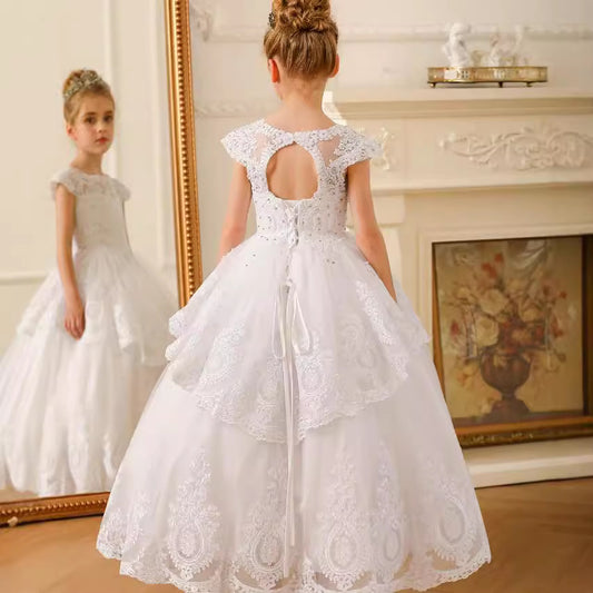 Flower Girl Dress Floor Length Lace First Holy Communion Dresses Prom Dress