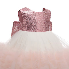 Little Girls Cute Sequins Tutu Dresses with Bow Kids Ombre Tulle Gown Princess Dress