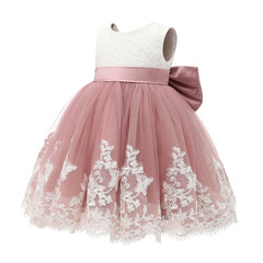 Cute Sleeveless Princess Dresses with Bow Girls A Line Tulle Flower Girls Dress