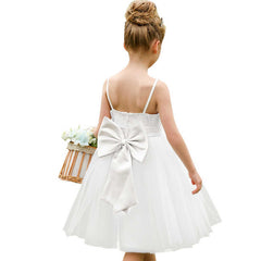 Cute A Line Flower Girls Dresses with Bow Spaghetti Strap Princess Dress Tulle Gown