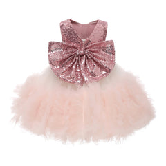 Little Girls Cute Sequins Tutu Dresses with Bow Kids Ombre Tulle Gown Princess Dress