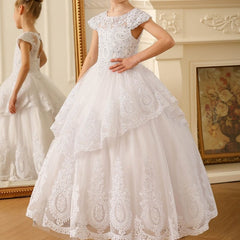 Flower Girl Dress Floor Length Lace First Holy Communion Dresses Prom Dress