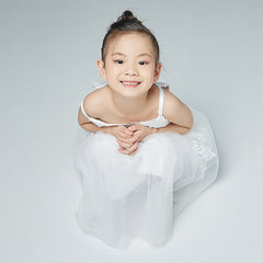 White Flower Girl Dress Cute Light Princess Dresses for Kids Tulle Gown