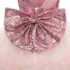 Little Girls Cute Sequins Tutu Dresses with Bow Kids Ombre Tulle Gown Princess Dress