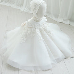 Flower Girl Dresses with Bow Lace Embroidery Communion Gown A Line Prince Dress