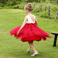 Cute Sleeveless Prince Dress with Bow Knee Length A Line Girls Birthday Party Gown