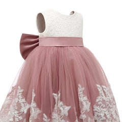 Cute Sleeveless Princess Dresses with Bow Girls A Line Tulle Flower Girls Dress