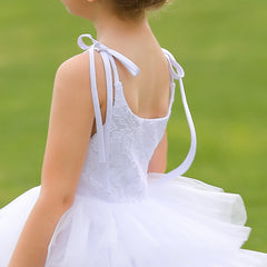 Cute Kids Layer Cake Princess Dress Round Neck White Lace Flower Girls Dresses