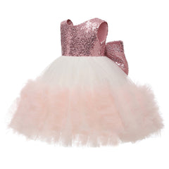 Little Girls Cute Sequins Tutu Dresses with Bow Kids Ombre Tulle Gown Princess Dress