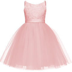 Round Neck Flower Girl Dresses with Bow Sleeveless A Line Tulle Gown Cute Dresses