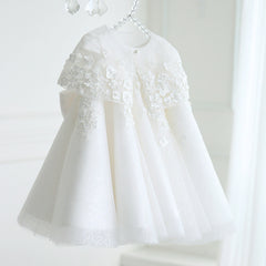 Flower Girl Dresses with Bow Lace Embroidery Communion Gown A Line Prince Dress