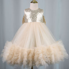 Little Girls Cute Sequins Tutu Dresses with Bow Kids Ombre Tulle Gown Princess Dress