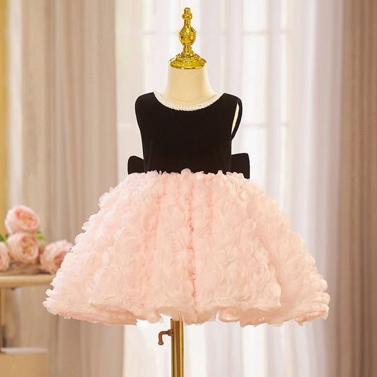 Cute Sleeveless Princess Dresses with Bow Elegant Black Pink Birthday Dance Dresses