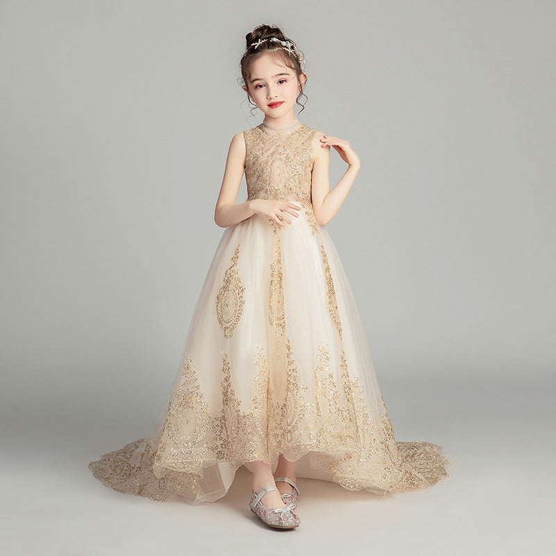 Amazon.com: ABAO SISTER Elegant Flower Girl Dress for Wedding Kids  Sleevelesss Lace Pageant Ball Gowns, Rose Gold, 2: Clothing, Shoes & Jewelry