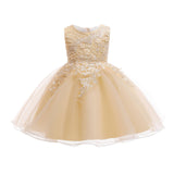 Cute Flower Girl Dresses with Imitation Pearls Colorful Sleeveless Puffy Tull Gown for Kids