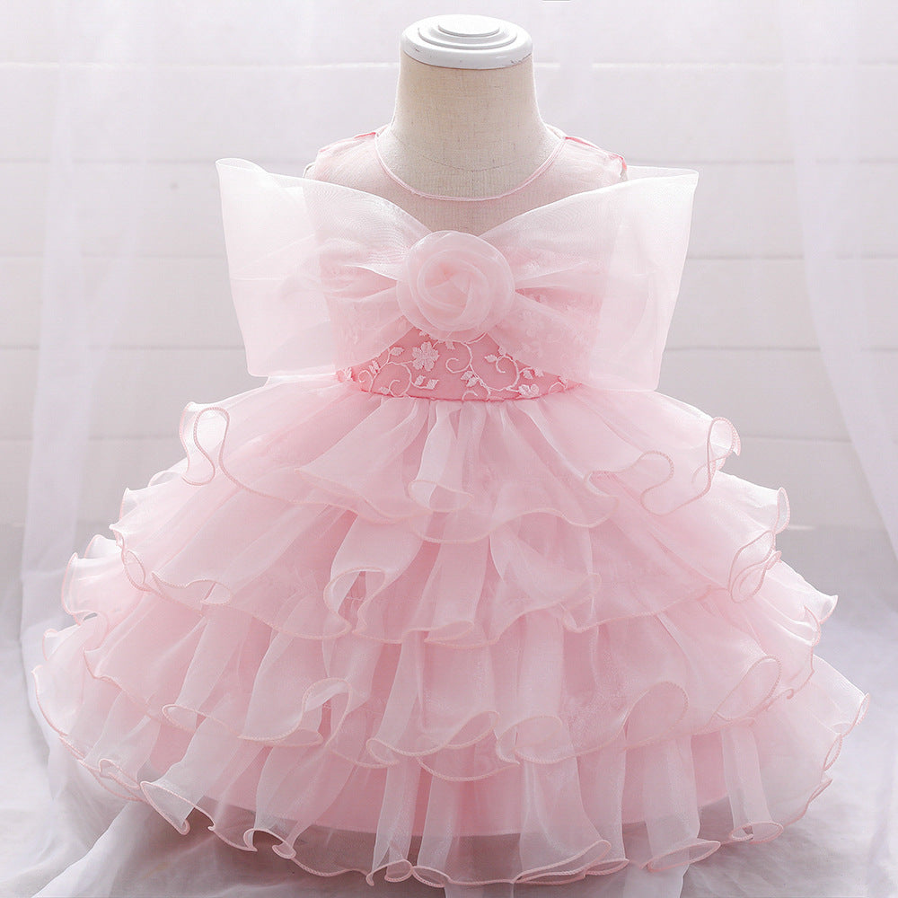 Girls Princess Tutu Party Events Dresses Puff Ball Gown with Bow Flower Girl Dresses for Children