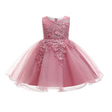 Cute Flower Girl Dresses with Imitation Pearls Colorful Sleeveless Puffy Tull Gown for Kids