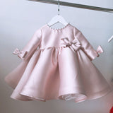 Long Sleeves A Line Baby Girls Formal Dress for Party Bows Princess Dresses