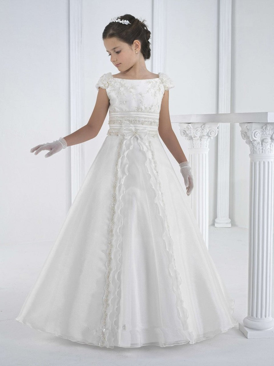 A Line Puffy Sleeves Dress for Grils First Communion Gown