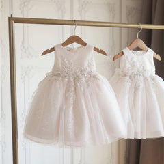 Sleeveless Puffy Dress for Girls Sequins Birthday Party Dress with Bow