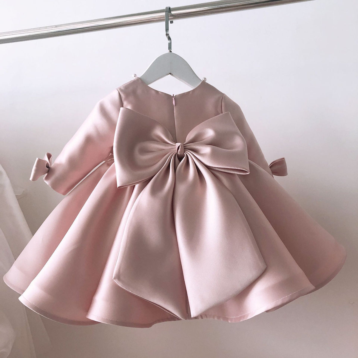 Long Sleeves A Line Baby Girls Formal Dress for Party Bows Princess Dresses