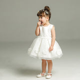 Simple Christening Dress for Baby Girls Sleeveless Flower Girl Dresses Round Neck Cute dress