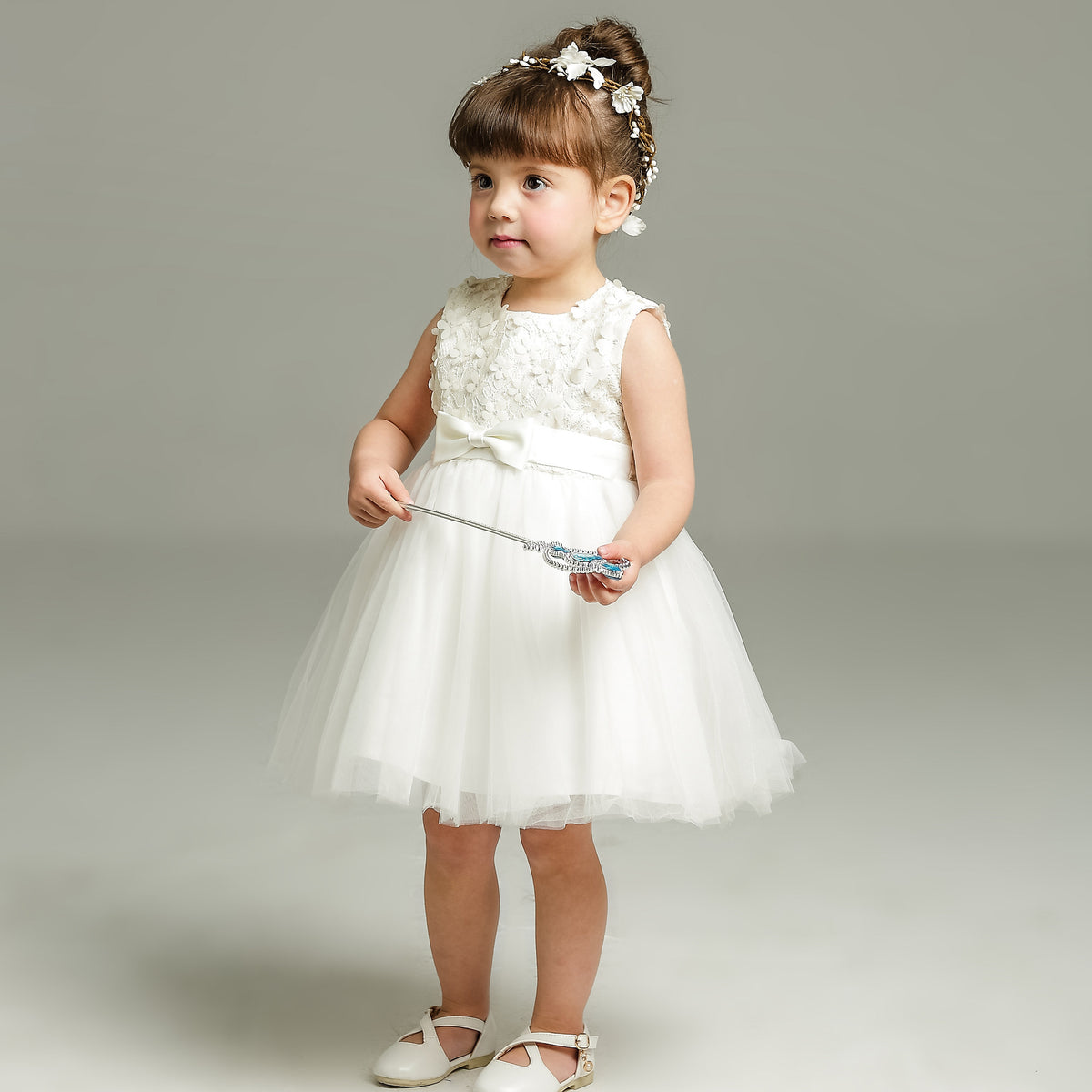 Cute Knee Length Girl Dresses with Bow Baby's A Line Flower Girl Dress