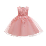 Cute Flower Girl Dresses with Imitation Pearls Colorful Sleeveless Puffy Tull Gown for Kids