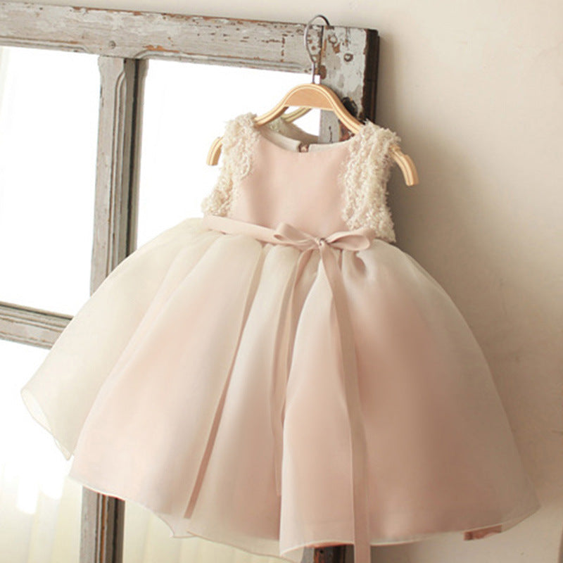 Sleeveless Ruffle Ball Gown for Kids Girl's Party Dresses Birthday Pageant Dress