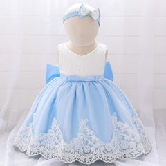 Cute Baby Girl Dresses with Bow Soft Lace Full Length Ball Gown Multi Colors