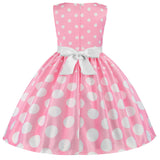 Polka Dots Cute Dresses with Bow Kids' Sleeveless Ball Gown Birthday Party Dresses