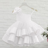 One Shoulder Ball Gown for Little Girls with Bow Cute Flower Girl Dresses