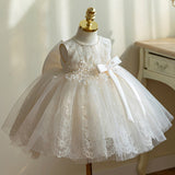 Cute Sleeveless Princess Dress with Bows Puffy Girls' Birthday Gown